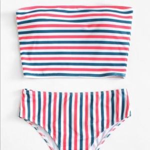 Brand New pink, white and blue stripped bikini